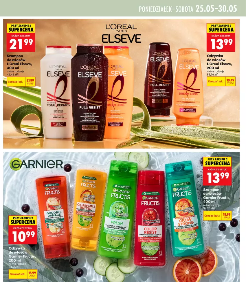 Gazetka promocyjna Biedronka - Gazetka - ważna 21.05 do 28.05.2026 - strona 13 - produkty: Elseve, Fructis, Garnier, Odżywka, Szampon, Top