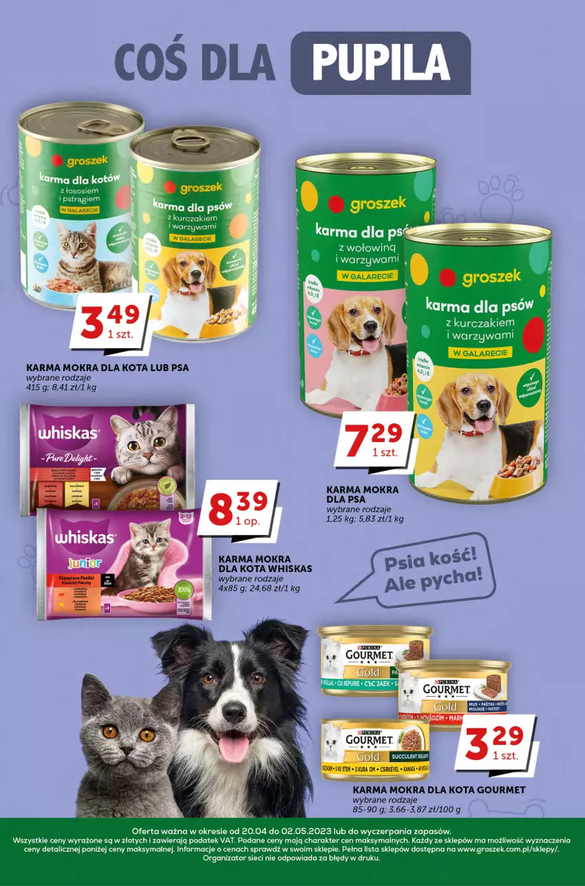 Gazetka promocyjna Groszek - ważna 20.04 do 02.05.2023 - strona 27 - produkty: Fa, Gala, Groszek, Kurczak, Mus, Pstrąg, Pur, Purina, Sos, Warzywa, Whiskas