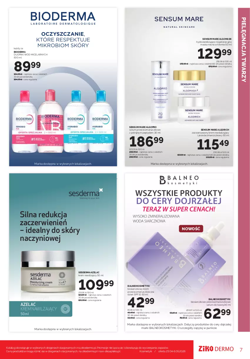 Gazetka promocyjna Ziko - Gazetka Ziko Dermo - ważna 23.04 do 06.05.2026 - strona 7 - produkty: Apteka, Bioderma, GoPro, Krem nawilżający, Krem przeciwzmarszczkowy, LG, Mars, Maska, Rum, Ser, Serum, Serum do twarzy, Sesderma