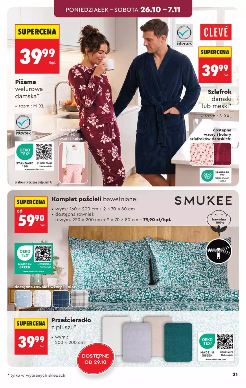 Gazetka promocyjna Biedronka - Okazje Tygodnia - ważna 24.10 do 07.11.2026 - strona 21 - produkty: Gra, Grafika, Komplet pościeli, Pościel, Prześcieradło, Szlafrok
