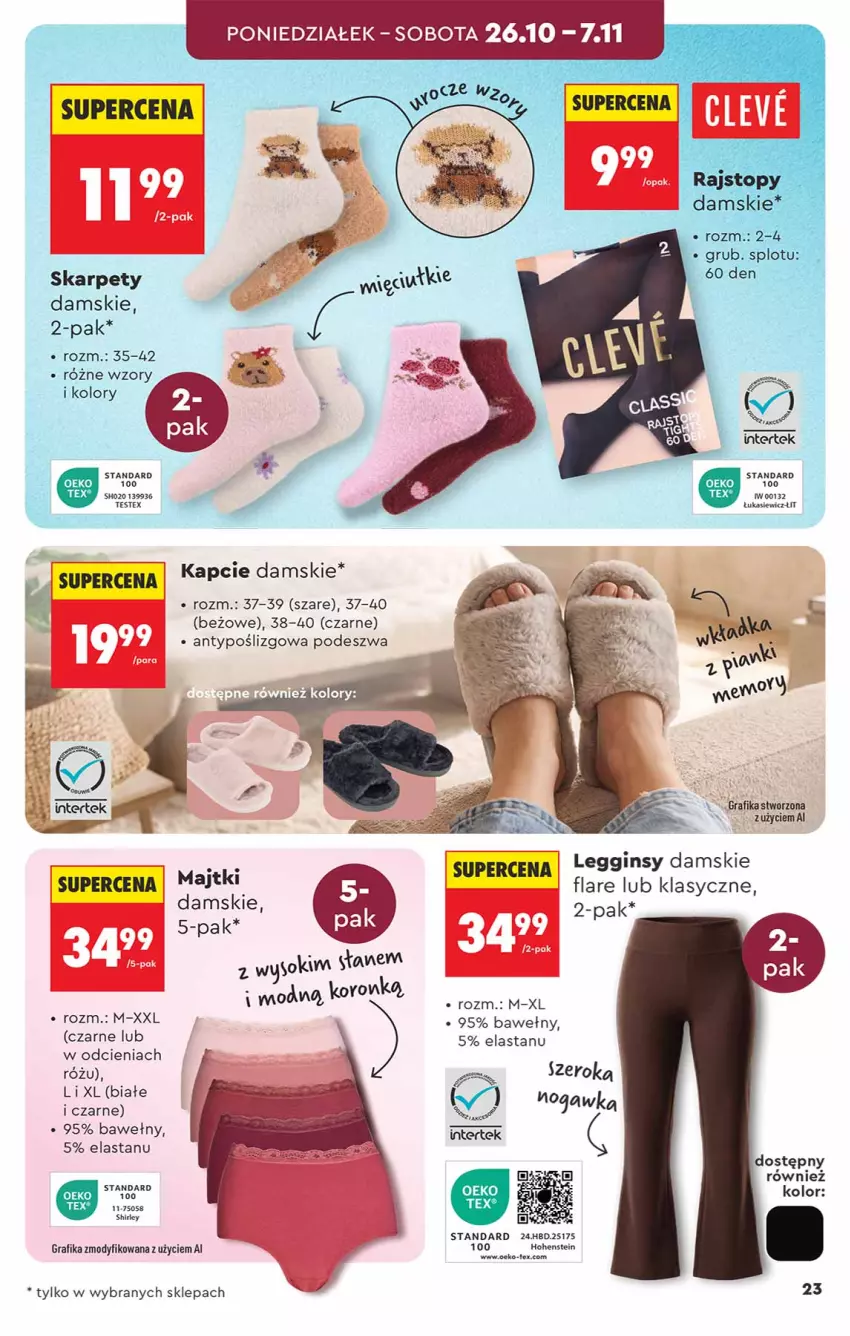 Gazetka promocyjna Biedronka - Okazje Tygodnia - ważna 24.10 do 07.11.2026 - strona 23 - produkty: Fa, Gin, Gra, Grafika, Kapcie, Legginsy, Majtki