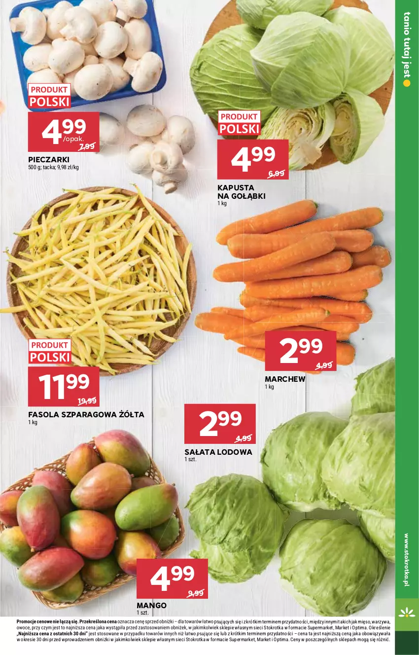 Gazetka promocyjna Stokrotka - Supermarket - ważna 30.07 do 05.08.2026 - strona 11 - produkty: Fa, Fasola, Fasola szparagowa, Mango, Mięso, Optima, Owoce, Piec, Sałat, Sałata lodowa, Warzywa