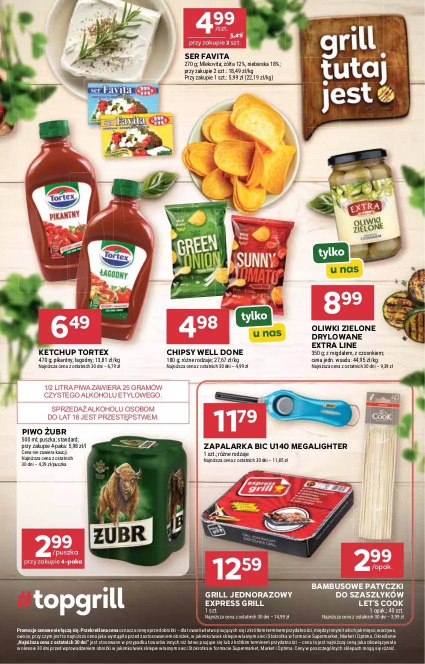 Gazetka promocyjna Stokrotka - Supermarket - ważna 30.07 do 05.08.2026 - strona 17 - produkty: BIC, Chipsy, Fa, Favita, Gra, Grill, Ketchup, Mięso, Mleko, Mlekovita, Oliwki, Oliwki zielone, Optima, Owoce, Piwa, Piwo, Ser, Warzywa, Zapalarka