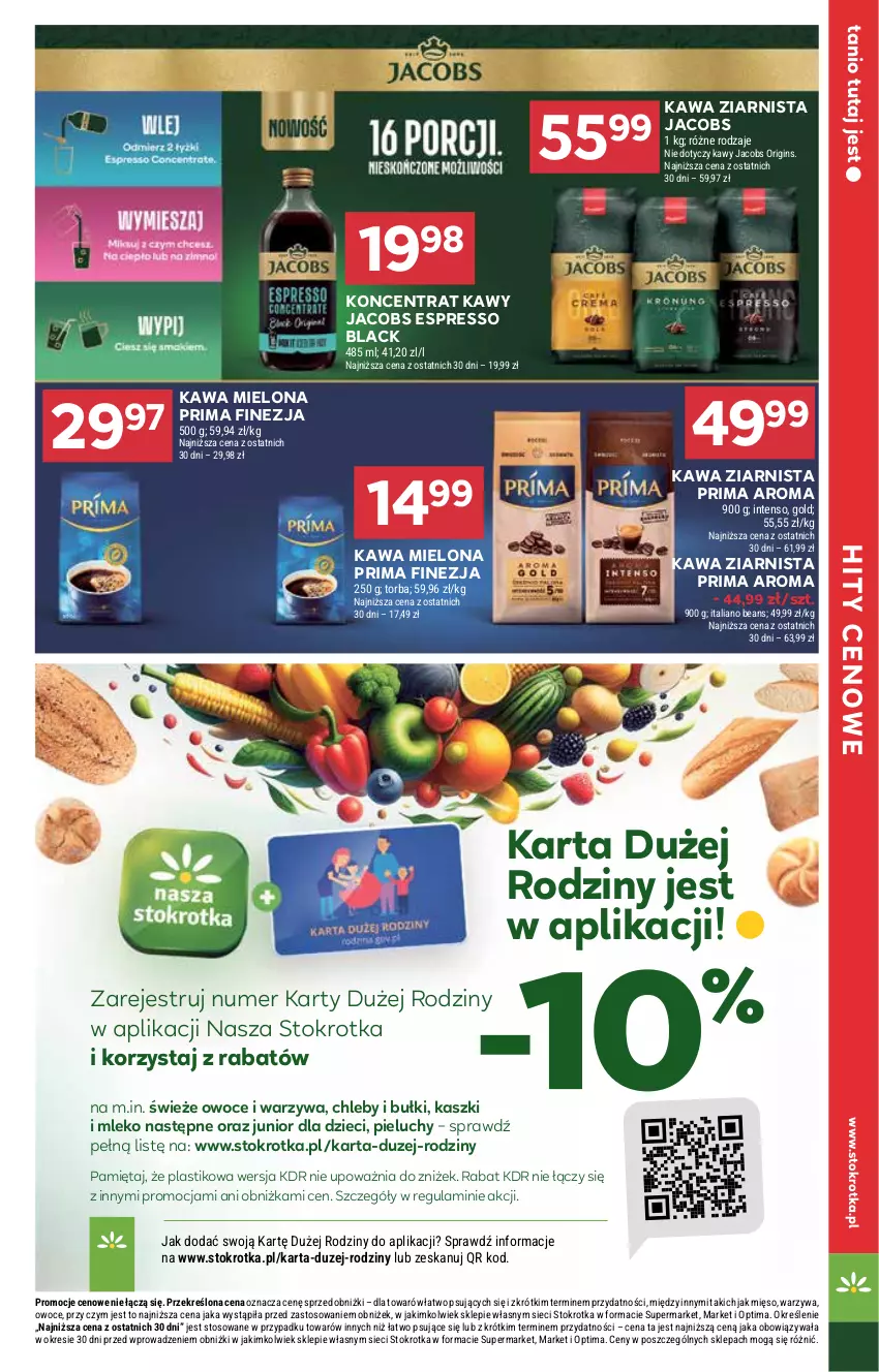 Gazetka promocyjna Stokrotka - Supermarket - ważna 30.07 do 05.08.2026 - strona 9 - produkty: Chleb, Dzieci, Gin, Jacobs, Kawa, Kawa mielona, Kawa ziarnista, Lack, Mięso, Mięta, Mleko, O nas, Optima, Owoce, Pieluchy, Prima, Torba, Warzywa
