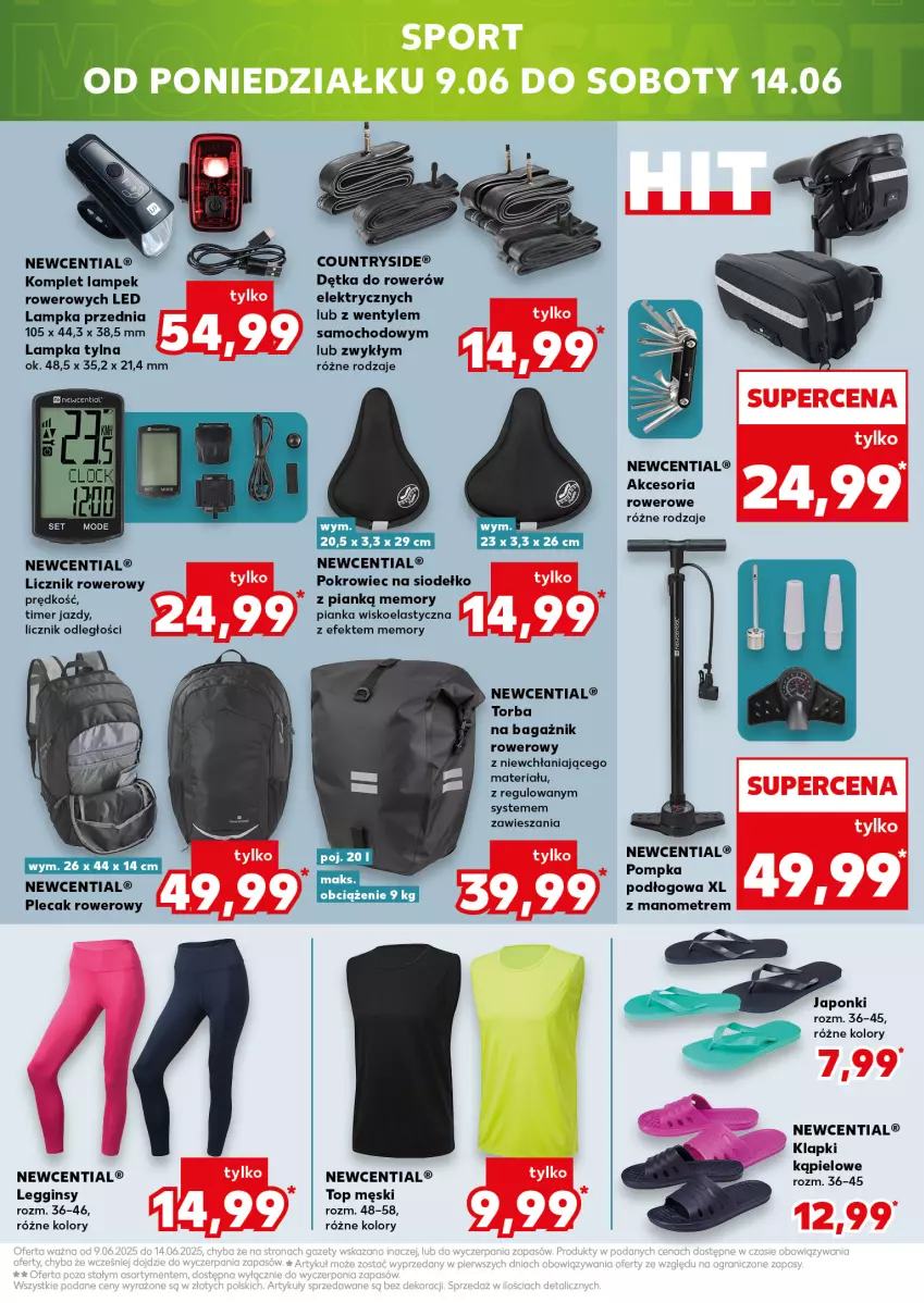 Gazetka promocyjna Kaufland - Mocny Start - ważna 09.06 do 11.06.2025 - strona 21 - produkty: Gin, Klapki, Legginsy, Plecak, Pokrowiec, Pompka, Rower, Top, Torba