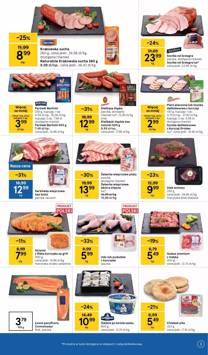 Gazetka promocyjna Tesco - Tesco gazetka - przyszły tydzień - ważna 22.07 do 28.07.2021 - strona 3 - produkty: Berlinki, Chleb, Drobex, Fa, Gra, Kiełbasa, Kiełbasa śląska, Kiełbaski śląskie, Kurczak, Parówki, Stek, Stek wołowy, Szynka, Szynka delikatesowa