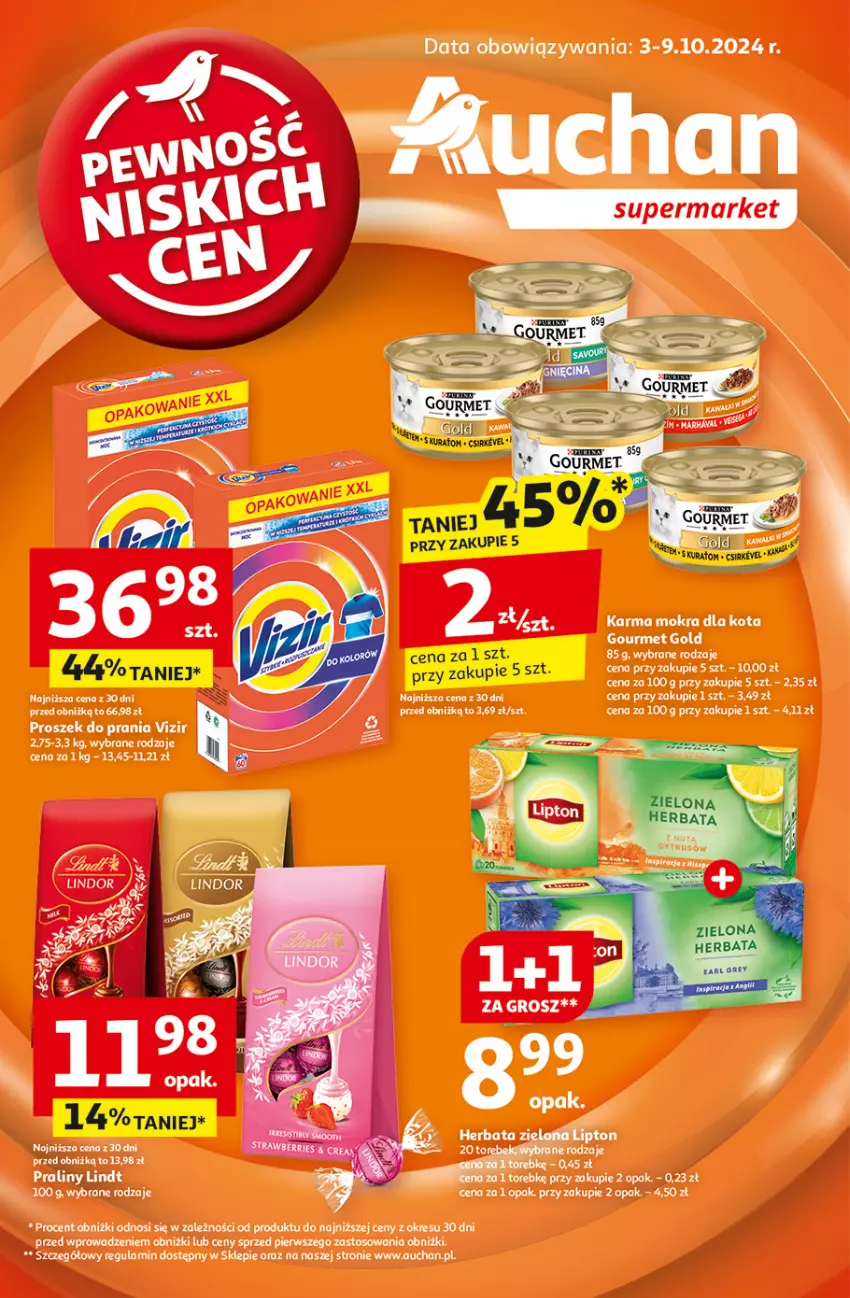 Gazetka promocyjna Auchan - Pewność Niskich Cen Supermarket - ważna 03.10 do 09.10.2024 - strona 1 - produkty: Fa, Gourmet Gold, Lindt