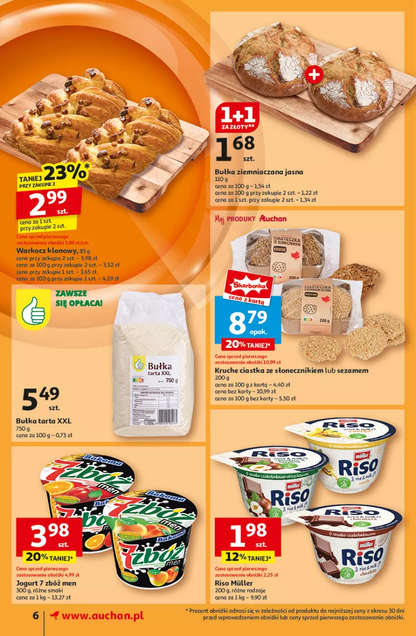 Gazetka promocyjna Auchan - Pewność Niskich Cen Supermarket - ważna 03.10 do 09.10.2024 - strona 8 - produkty: Bułka, Bułka tarta, Ciastka, Jogurt, Koc, Sezam, Tarta