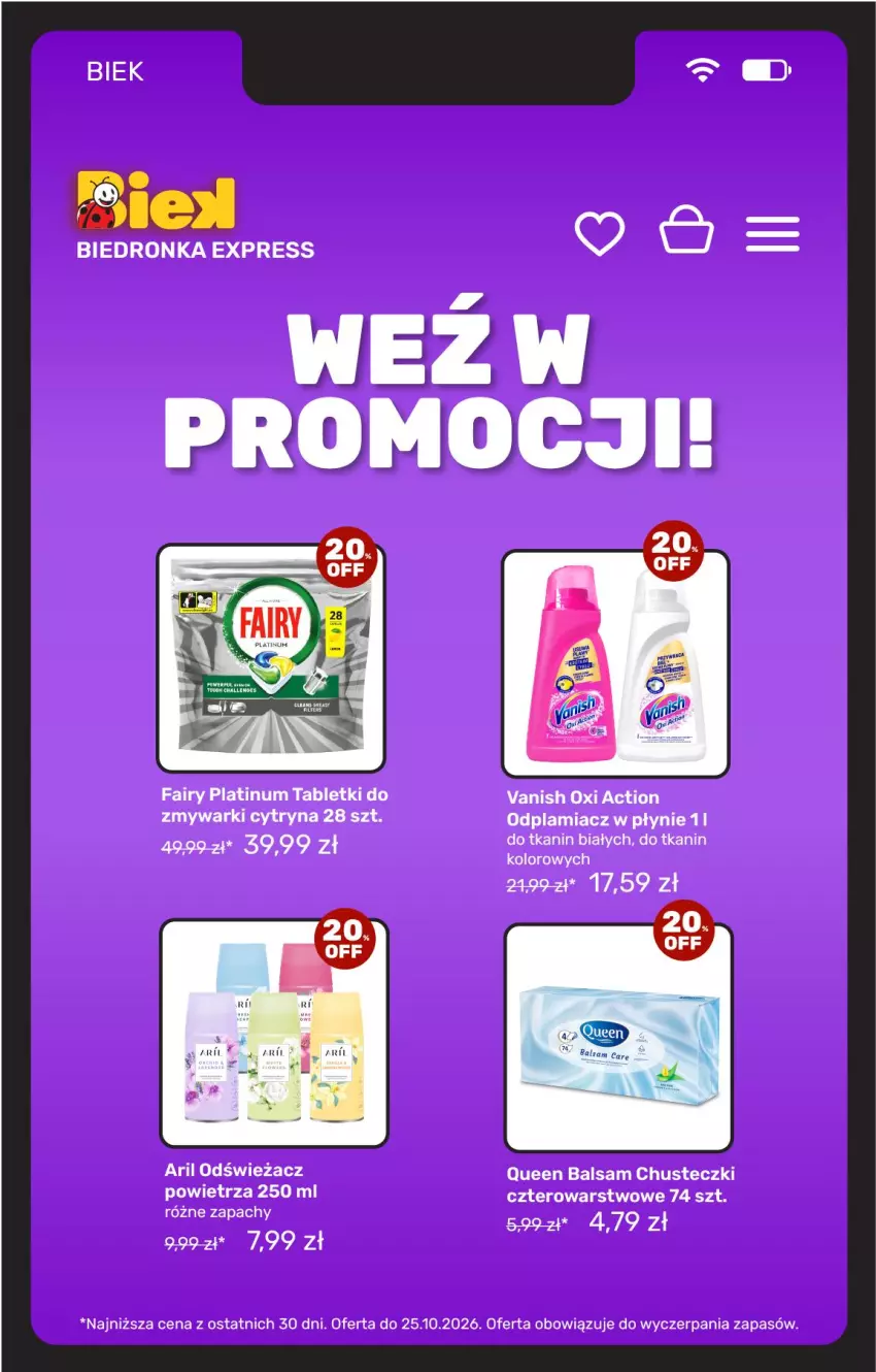 Gazetka promocyjna Biedronka - BIEK - ważna 23.10 do 30.10.2026 - strona 11 - produkty: Chusteczki, Odplamiacz, Odświeżacz powietrza, Vanish, Zmywarki