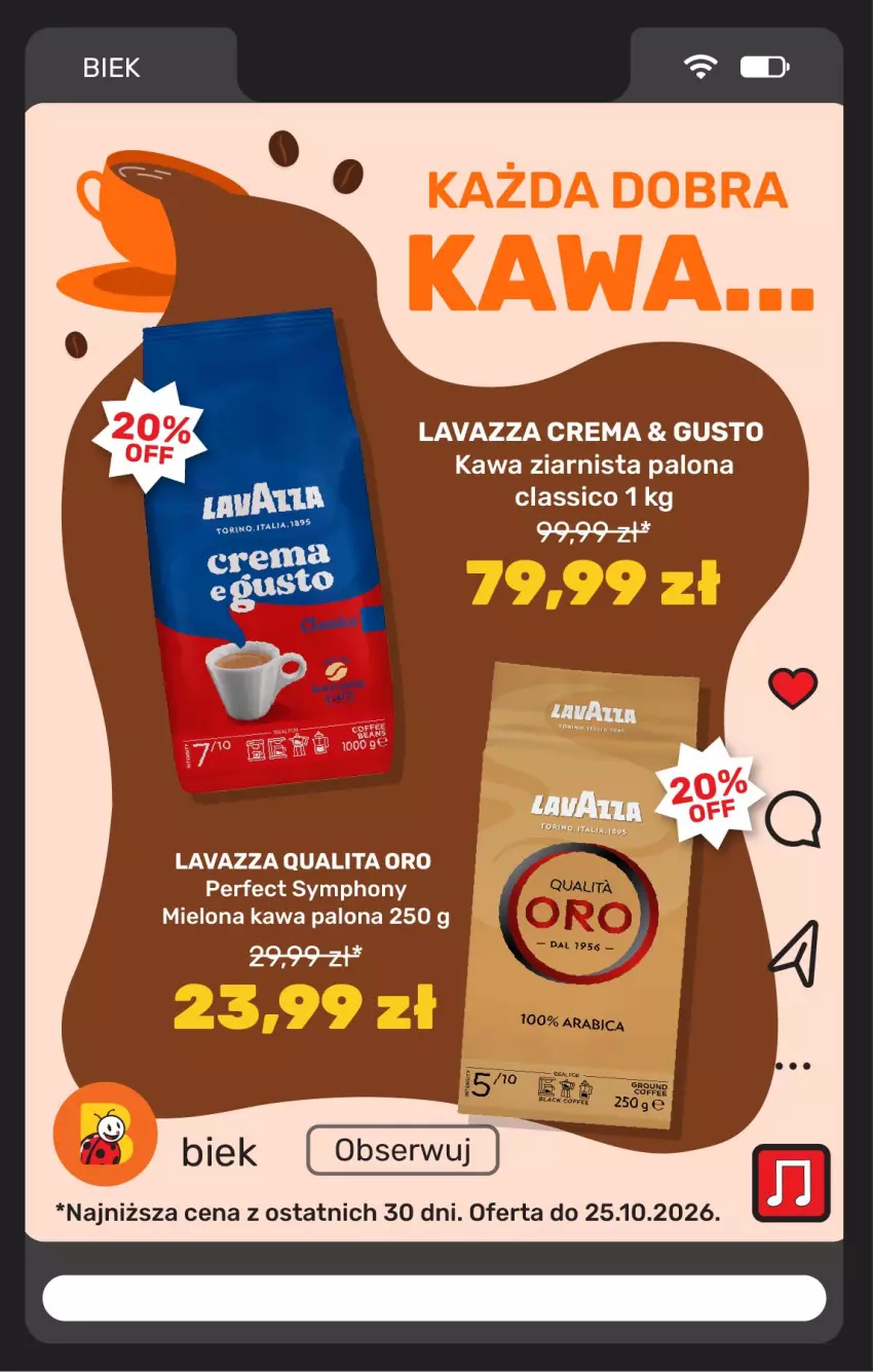 Gazetka promocyjna Biedronka - BIEK - ważna 23.10 do 30.10.2026 - strona 12 - produkty: Kawa, Kawa ziarnista, Lavazza