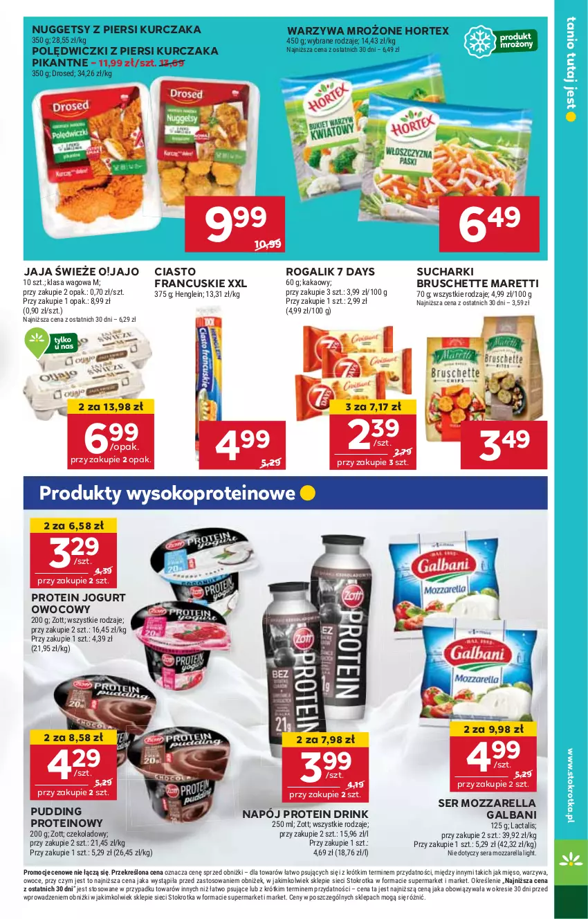 Gazetka promocyjna Stokrotka - Market - ważna 23.01 do 29.01.2025 - strona 9 - produkty: 7 Days, Bruschette, Ciasto francuskie, Galbani, Hortex, HP, Jaja, Jogurt, Jogurt owocowy, Kurczak, Mozzarella, Napój, Pudding, Rogal, Ser, Sok, Warzywa