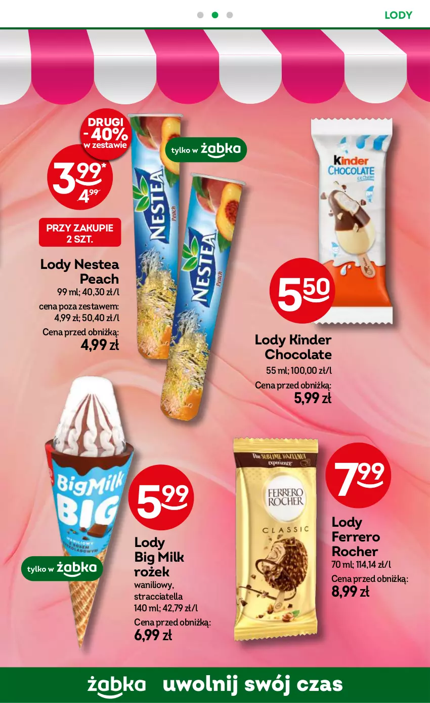 Gazetka promocyjna Żabka - ważna 14.08 do 27.08.2024 - strona 43 - produkty: Big Milk, Ferrero, Ferrero Rocher, Kinder, Lody, Nestea