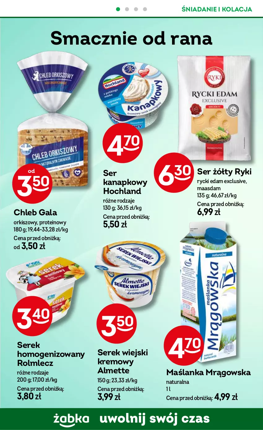 Gazetka promocyjna Żabka - ważna 14.08 do 27.08.2024 - strona 54 - produkty: Almette, Chleb, Edam, Gala, Hochland, Maasdam, Rolmlecz, Rycki Edam, Ser, Serek, Serek homogenizowany, Serek wiejski