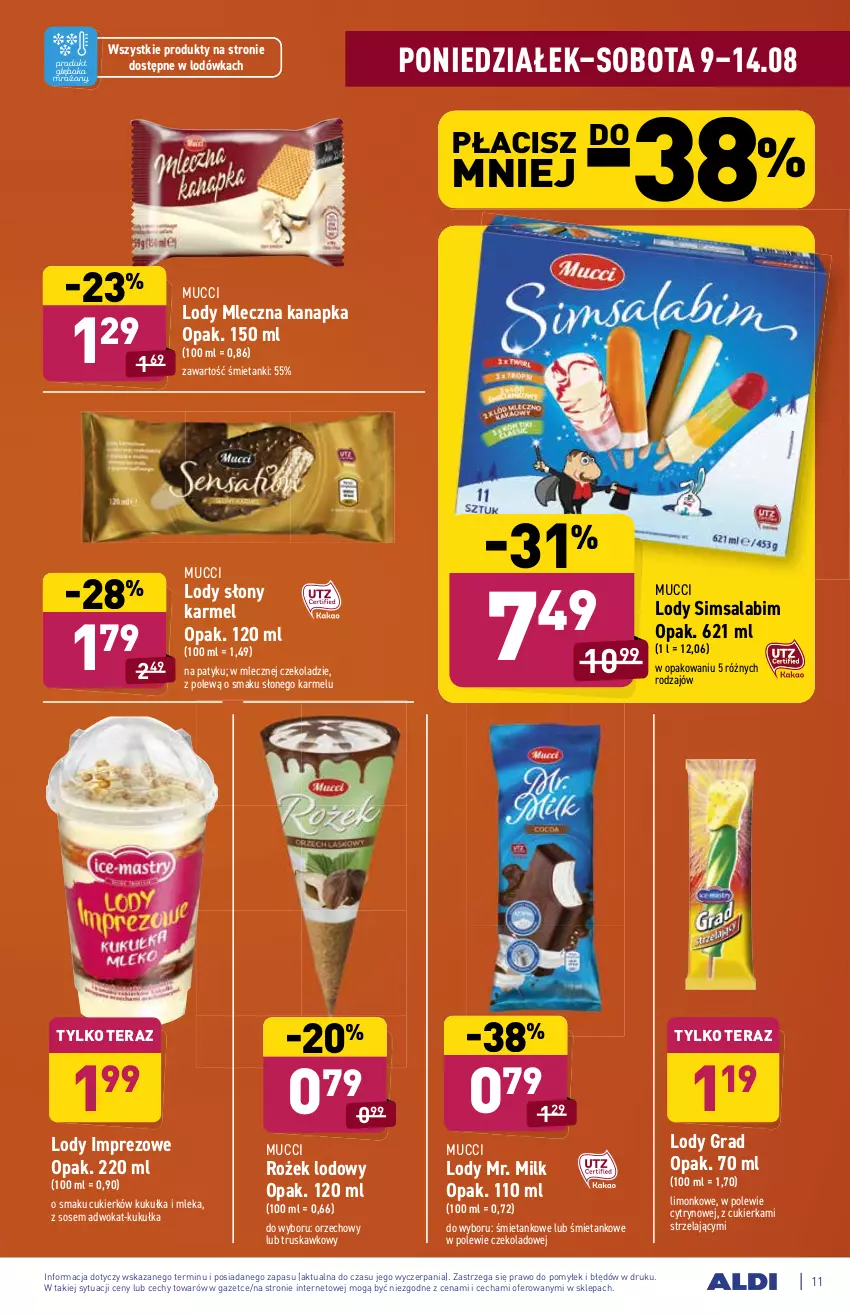 Gazetka promocyjna Aldi - ważna 09.08 do 14.08.2021 - strona 11 - produkty: Cukier, Gra, Lodówka, Lody, Mleczna kanapka, Sos, Tera