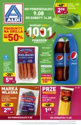 Gazetka promocyjna Aldi - Gazetka - ważna od 14.08 do 14.08.2021 - strona 1 - produkty: Makaron, Kiełbaski śląskie, Ogórek, Tera, Pepsi, Spaghetti, Kaszanka, Grunt, Grill, Kasza