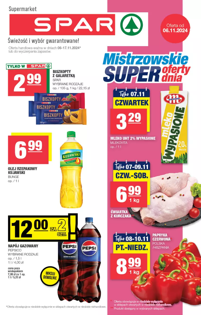 Gazetka promocyjna Spar - Spar - ważna 03.11 do 13.11.2024 - strona 1 - produkty: Napój, Napój gazowany, Olej, Olej rzepakowy, Pepsi