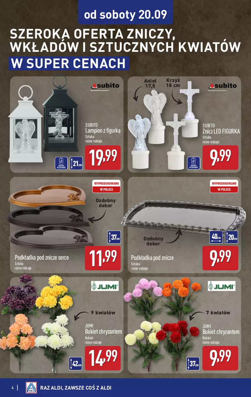 Gazetka promocyjna Aldi - Oferta weekendowa - ważna 20.09 do 31.10.2025 - strona 4 - produkty: Bukiet, Lampion, Podkład, Podkładka, Podkładka pod znicz, Ser, Znicz