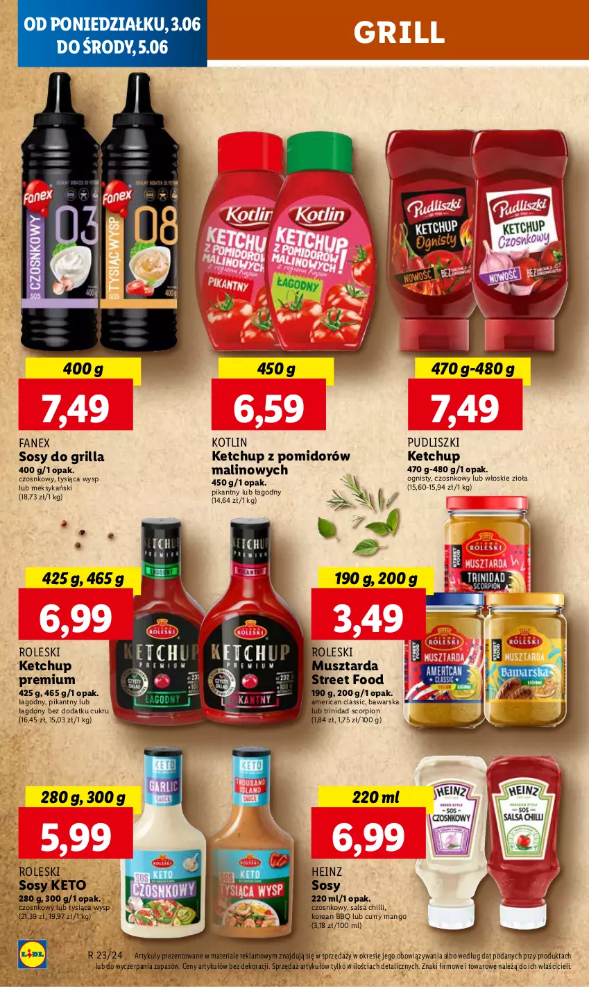 Gazetka promocyjna Lidl - GAZETKA - ważna 03.06 do 05.07.2024 - strona 26 - produkty: Fa, Grill, Heinz, Ketchup, Kotlin, Mango, Mus, Musztarda, Pudliszki, Salsa, Sos