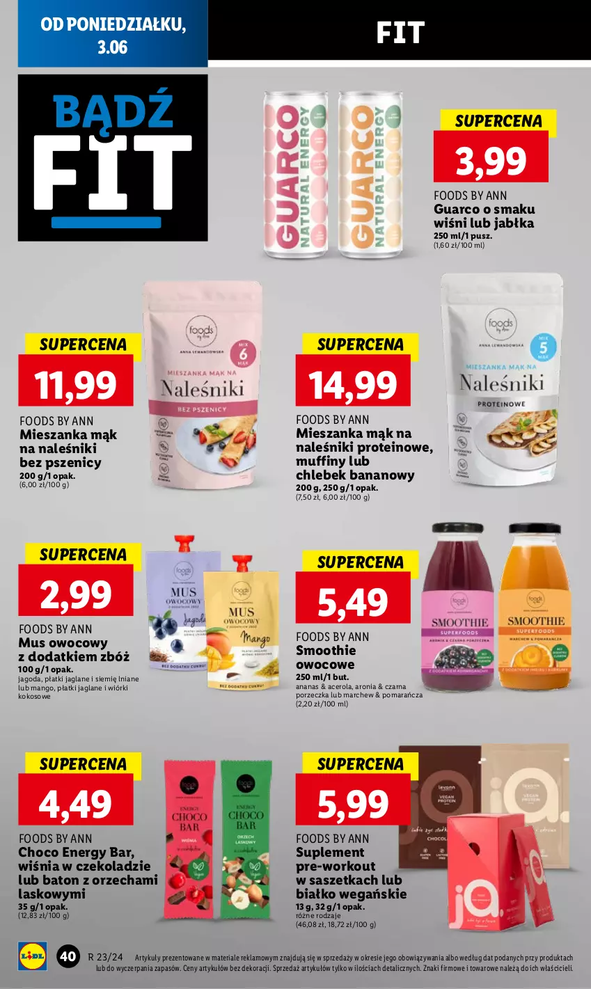 Gazetka promocyjna Lidl - GAZETKA - ważna 03.06 do 05.07.2024 - strona 44 - produkty: Acer, Ananas, Aronia, Baton, Chleb, Jabłka, Kokos, Mango, Muffiny, Mus, Naleśniki, Por, Smoothie, Wiórki kokosowe