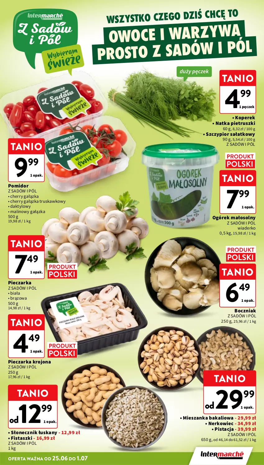 Gazetka promocyjna Intermarche - Gazetka promocyjna - ważna 25.06 do 01.07.2026 - strona 11 - produkty: Boczniak, Mieszanka bakaliowa, Natka pietruszki, Ogórek, Owoce, Piec, Pieczarka, Sałat, Warzywa