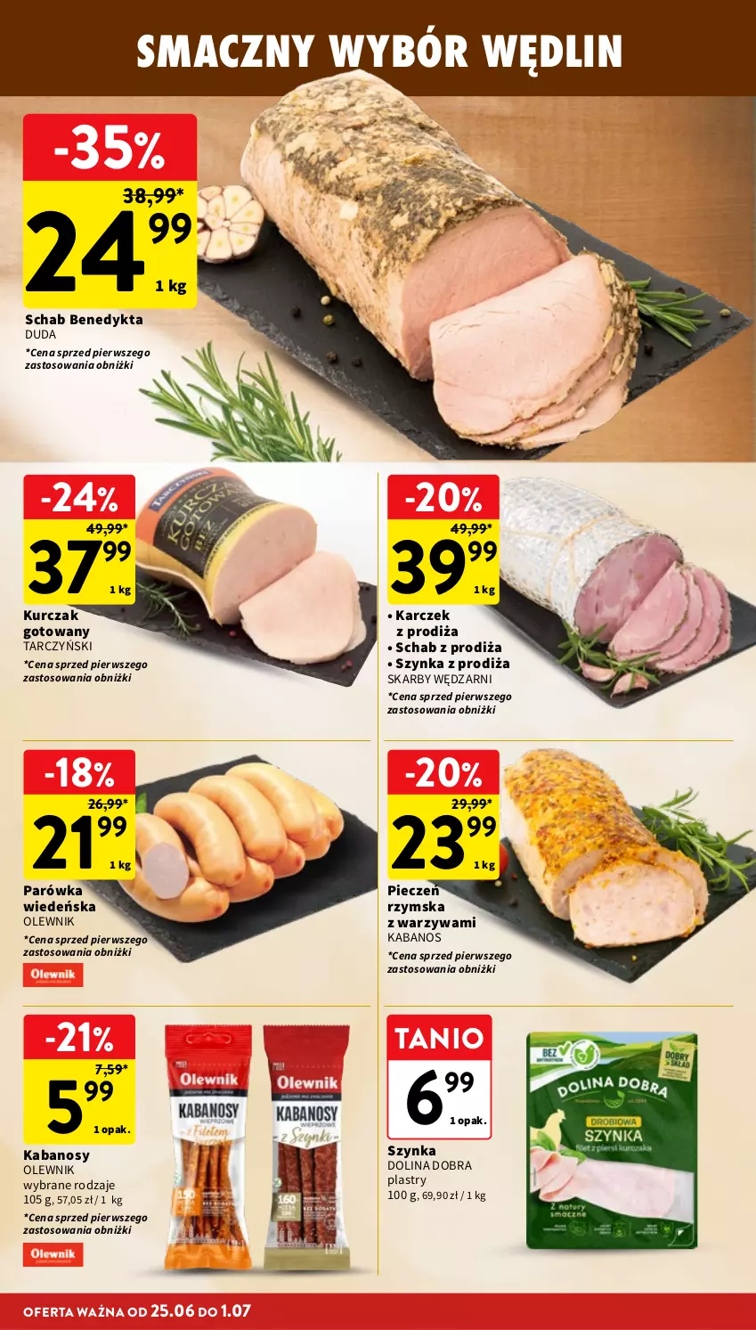 Gazetka promocyjna Intermarche - Gazetka promocyjna - ważna 25.06 do 01.07.2026 - strona 16 - produkty: Duda, Kabanos, Kurczak, Kurczak gotowany, Olewnik, Piec, Pieczeń rzymska, Schab Benedykta, Szynka, Tarczyński, Warzywa