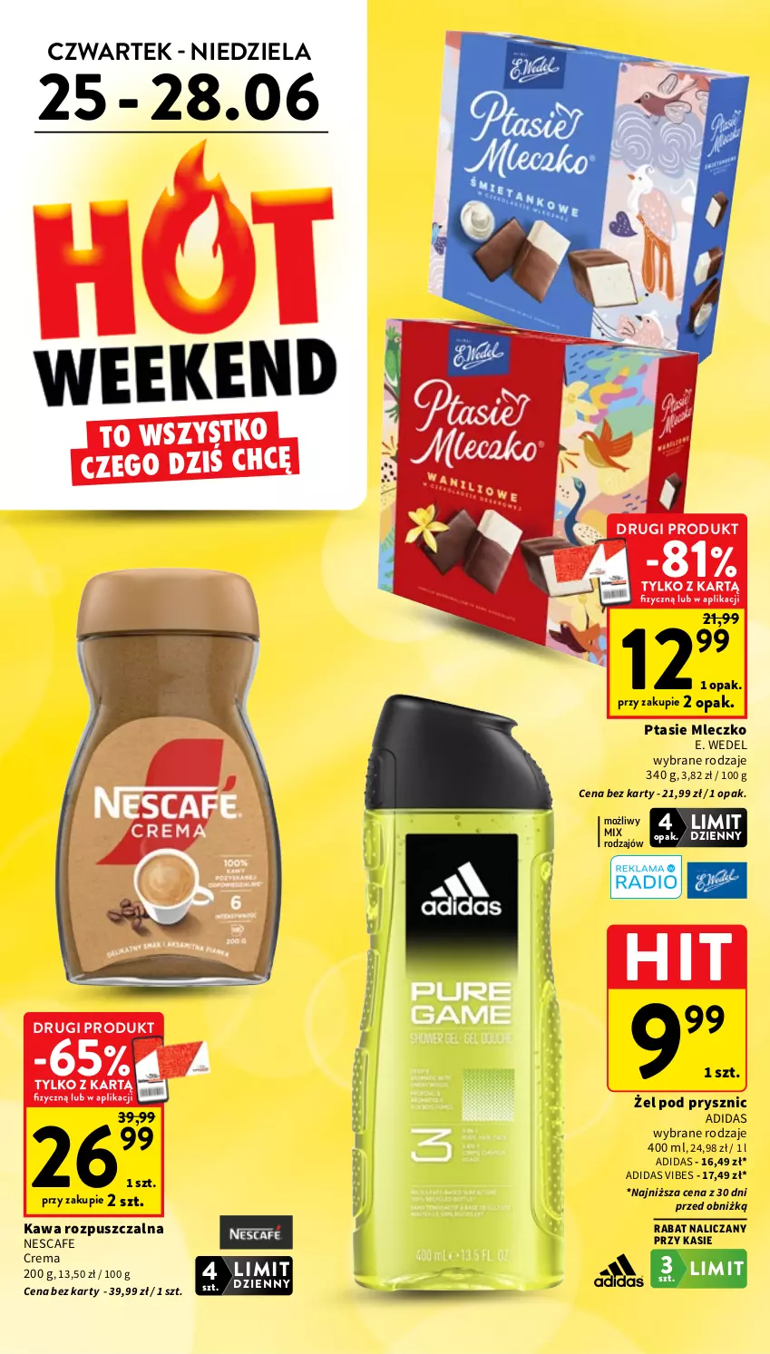 Gazetka promocyjna Intermarche - Gazetka promocyjna - ważna 25.06 do 01.07.2026 - strona 4 - produkty: Adidas, E. Wedel, Kawa, Kawa rozpuszczalna, Mleczko, Ptasie mleczko