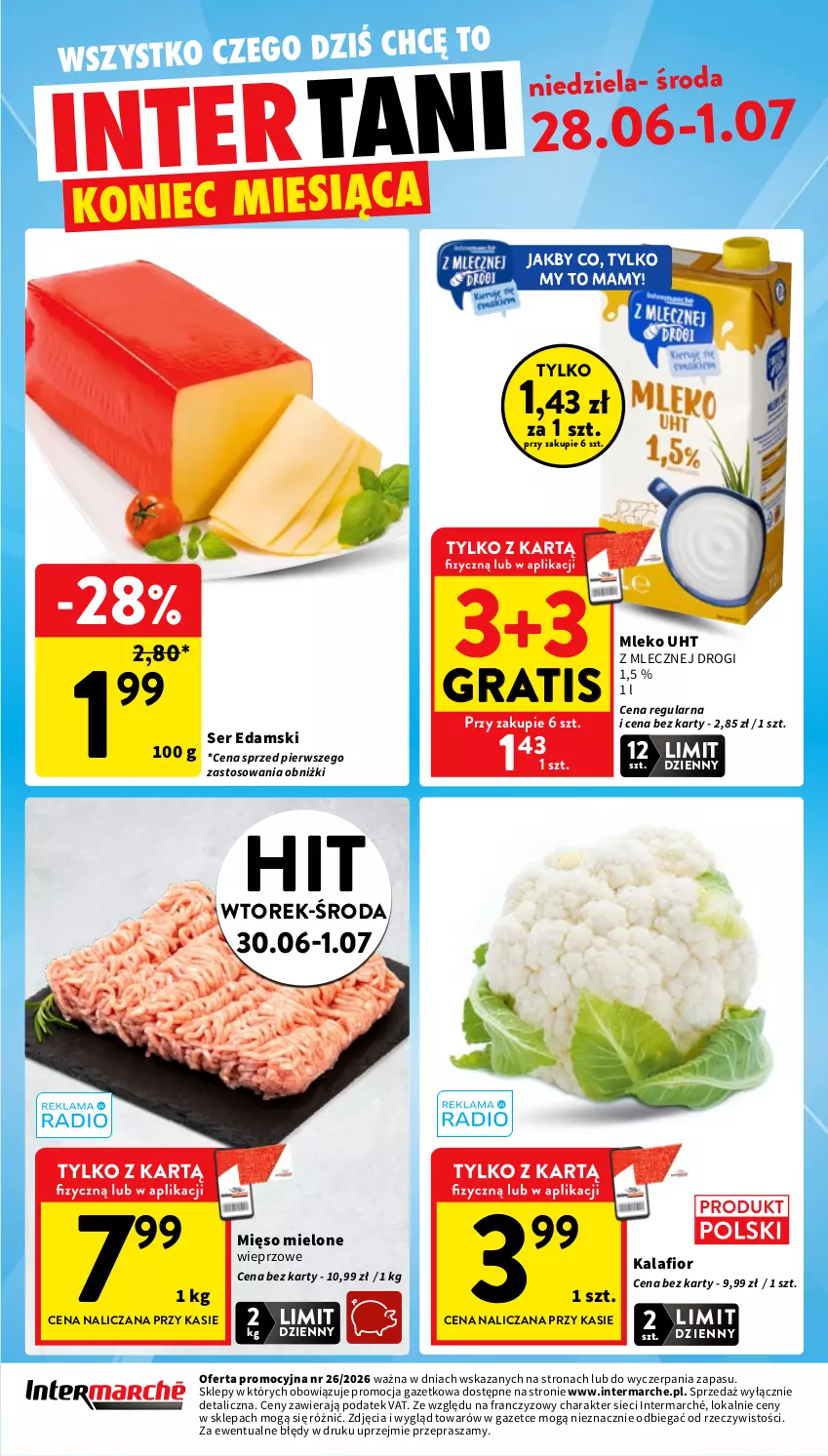 Gazetka promocyjna Intermarche - Gazetka promocyjna - ważna 25.06 do 01.07.2026 - strona 44 - produkty: Edam, Gra, Kalafior, Mięso, Mięso mielone, Mleko, Ser