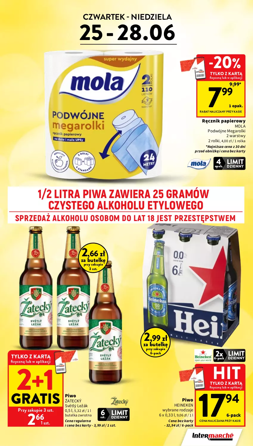 Gazetka promocyjna Intermarche - Gazetka promocyjna - ważna 25.06 do 01.07.2026 - strona 5 - produkty: Gra, Heineken, Mola, Papier, Piwa, Piwo, Ręcznik, Rolki