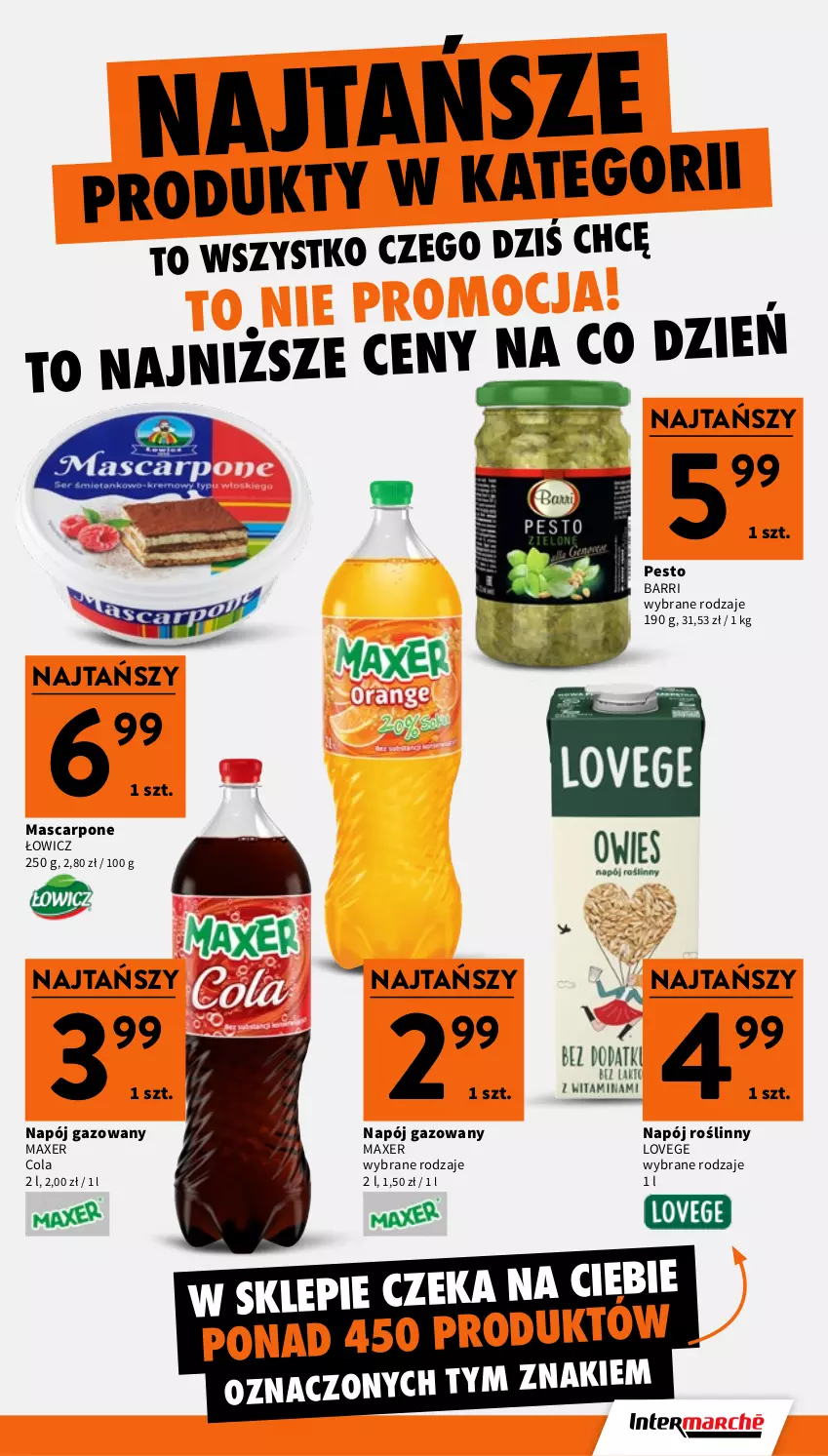 Gazetka promocyjna Intermarche - Gazetka promocyjna - ważna 25.06 do 01.07.2026 - strona 9 - produkty: Mascarpone, Maxer, Napój, Napój gazowany, Napój roślinny, Pesto