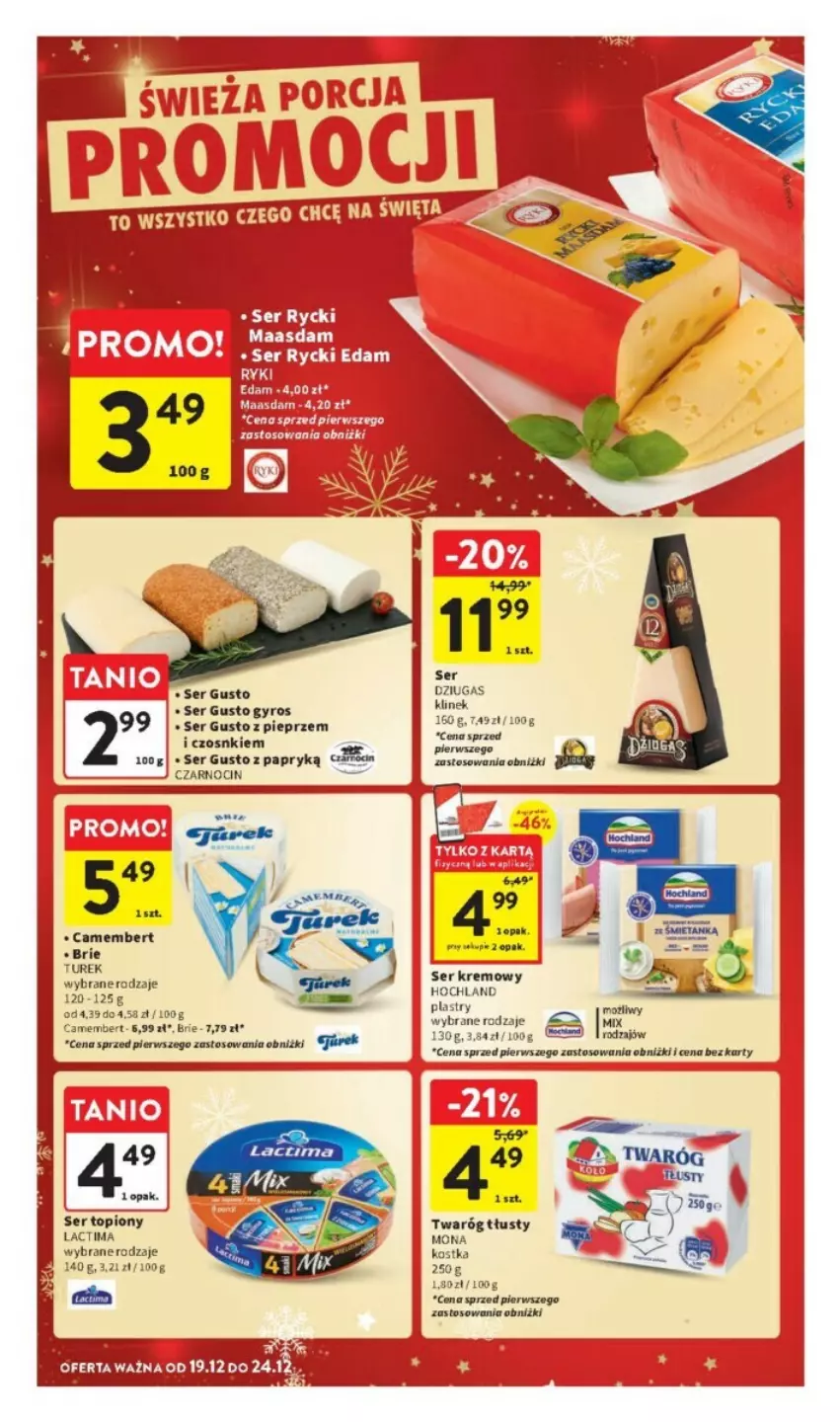 Gazetka promocyjna Intermarche - ważna 19.12 do 24.12.2024 - strona 21 - produkty: Brie, Camembert, Gyros, Hochland, Pieprz, Ser, Ser topiony, Top, Twaróg