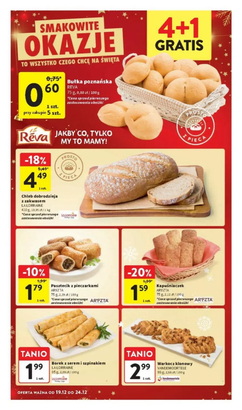 Gazetka promocyjna Intermarche - ważna 19.12 do 24.12.2024 - strona 24 - produkty: Bułka, Chleb, Koc, Pasztecik z pieczarkami, Piec, Pieczarka, Ser, Szpinak