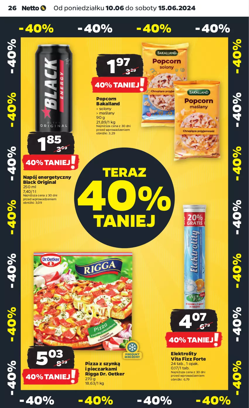 Gazetka promocyjna Netto - Od Poniedziałku - ważna 10.06 do 15.06.2024 - strona 26 - produkty: Bakalland, Dr. Oetker, Gin, Lack, Napój, Napój energetyczny, Piec, Pieczarka, Pizza, Popcorn, Tera