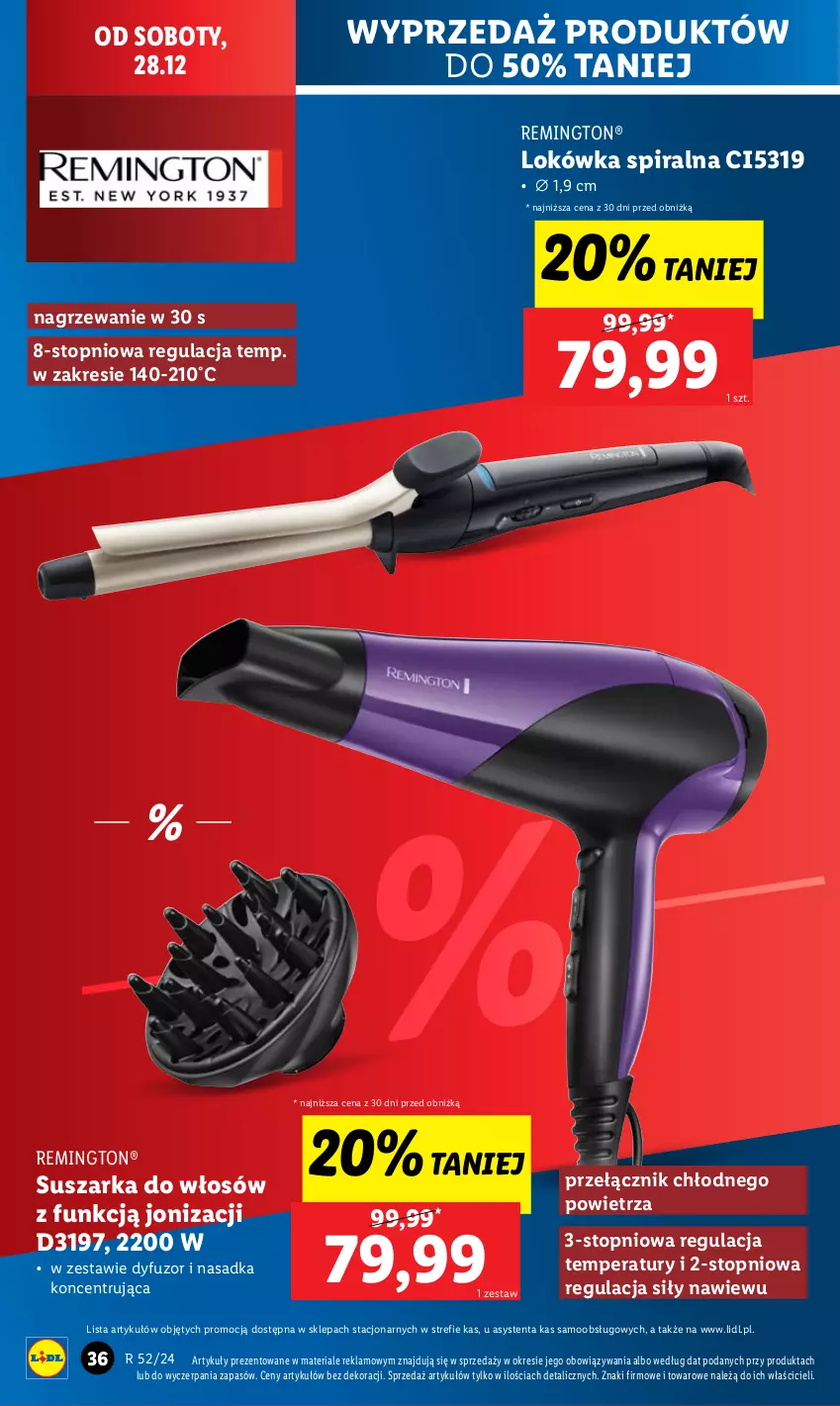 Gazetka promocyjna Lidl - GAZETKA - ważna 23.12 do 28.12.2024 - strona 38 - produkty: Lokówka, Remington, Suszarka, Top