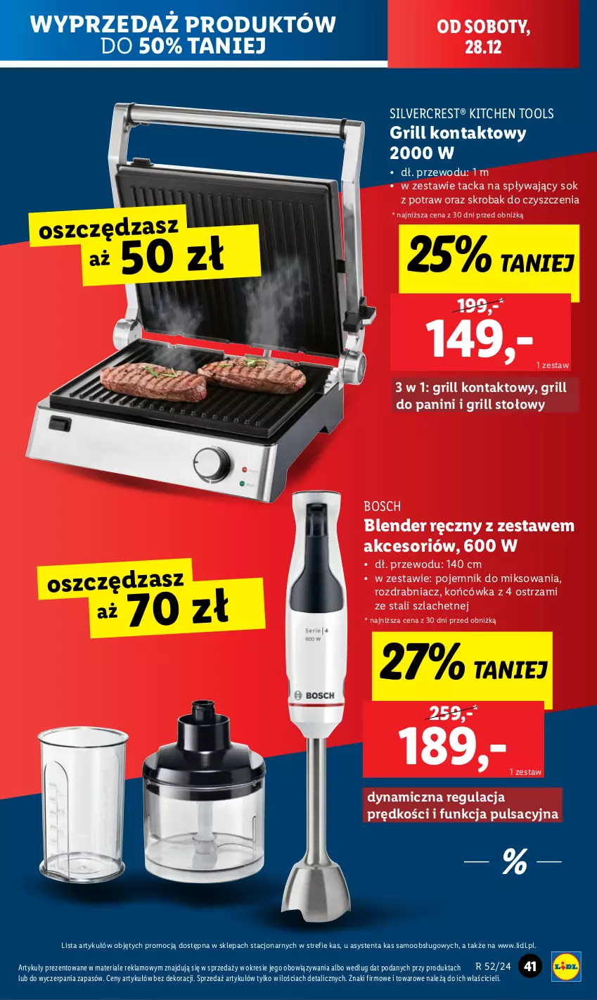 Gazetka promocyjna Lidl - GAZETKA - ważna 23.12 do 28.12.2024 - strona 43 - produkty: Blender, Blender ręczny, Bosch, Grill, Grill kontaktowy, Pojemnik, Rozdrabniacz, Silvercrest, Sok