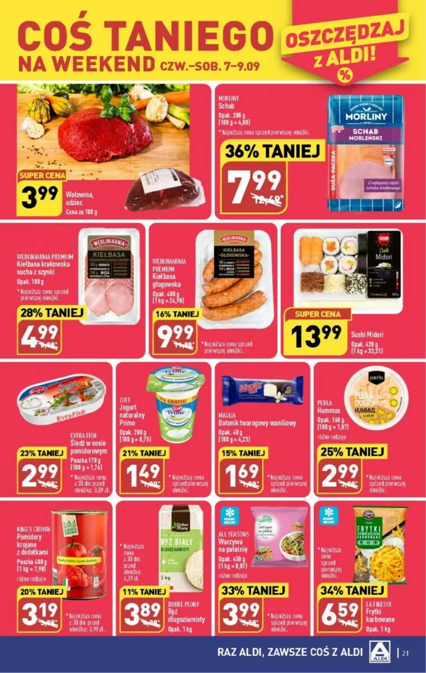 Gazetka promocyjna Aldi - ważna 04.09 do 09.09.2023 - strona 14 - produkty: Baton, Batonik twarogowy, Kiełbasa, Kiełbasa krakowska, Ryż, Tonik