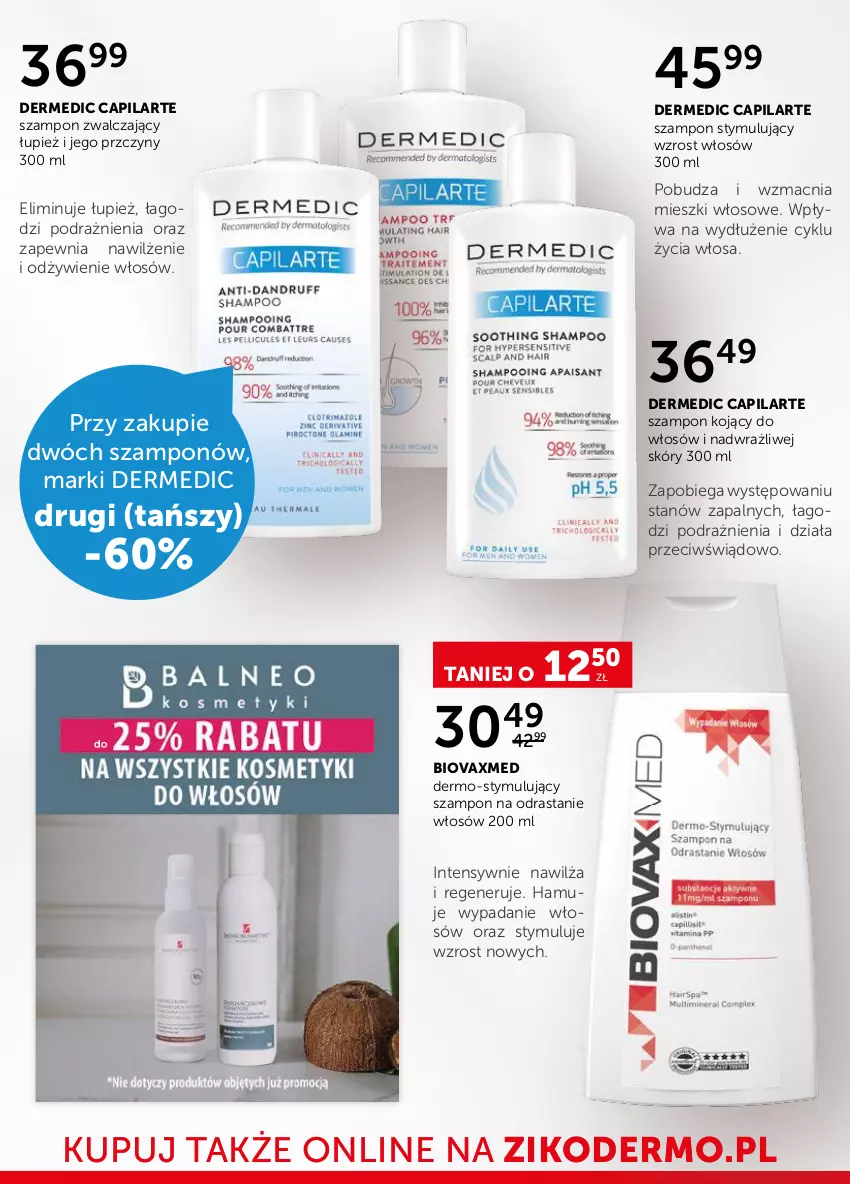 Gazetka promocyjna Ziko - Gazetka Ziko Dermo - ważna 25.08 do 06.09.2022 - strona 14 - produkty: Biovax, Capilarte, Dermedic, Szampon