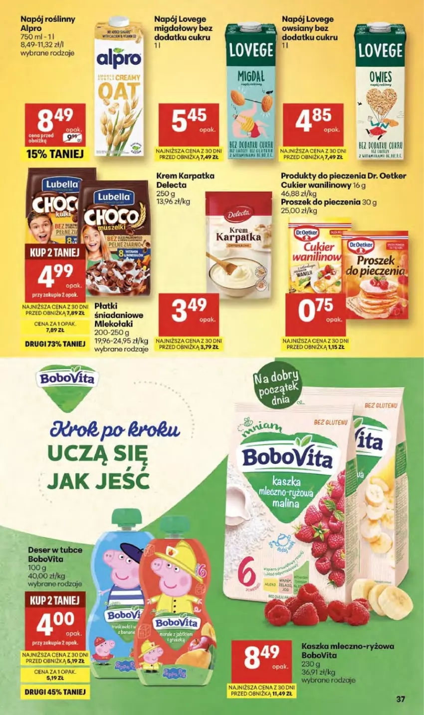 Gazetka promocyjna Delikatesy Centrum - Franczyza DC19 Czwartek - ważna 07.05 do 13.05.2026 - strona 37 - produkty: BoboVita, Cukier, Cukier wanilinowy, Danio, Delecta, Deser, Dr. Oetker, Karp, Mleko, Napój, Napój roślinny, Piec, Proszek do pieczenia, Ryż, Ser
