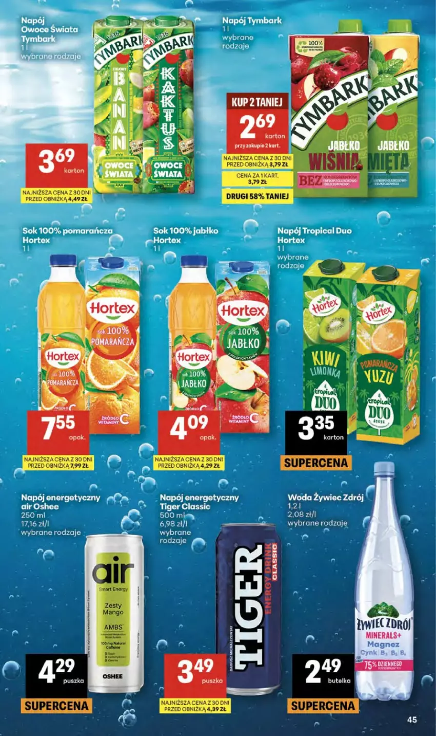 Gazetka promocyjna Delikatesy Centrum - Franczyza DC19 Czwartek - ważna 07.05 do 13.05.2026 - strona 45 - produkty: Fa, Hortex, Mango, Napój, Napój energetyczny, Oshee, Owoce, Sok, Tiger, Tropical, Woda