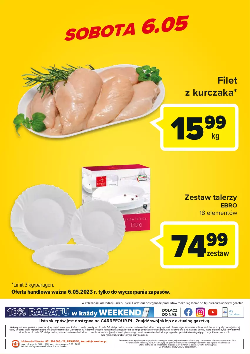 Gazetka promocyjna Carrefour - Gazetka Carrefour ma oferty dnia - ważna 04.05 do 06.05.2023 - strona 4 - produkty: Kurczak, O nas, Talerz, Zestaw talerzy