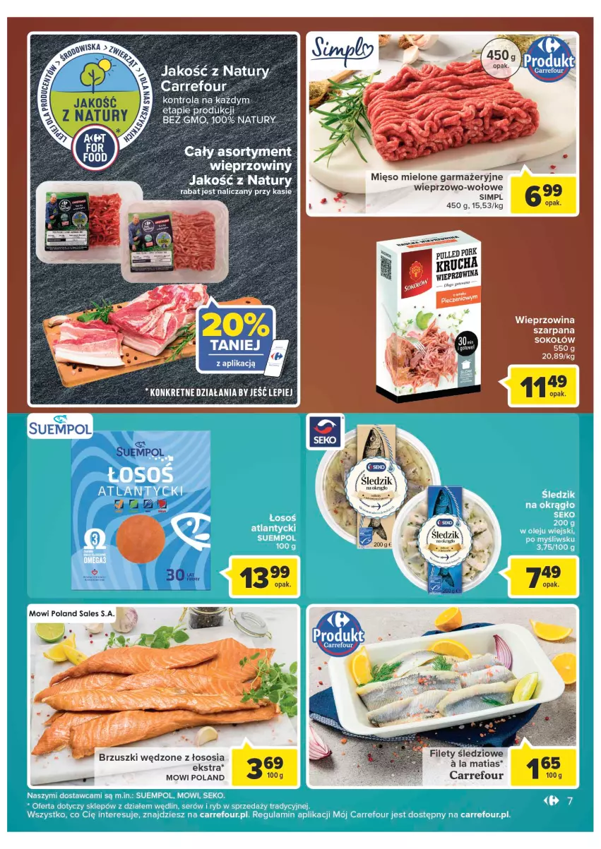 Gazetka promocyjna Carrefour - Gazetka Market Zyskoteka - ważna 11.10 do 15.10.2022 - strona 7 - produkty: LG, Mięso, Mięso mielone, Ser, Sok, Sokołów, Sos, Wieprzowina