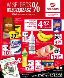 Gazetka promocyjna Selgros - Oferta spożywcza - Gazetka - ważna od 09.08 do 09.08.2023 - strona 1 - produkty: Kurczak, Banany, Kujawski, Mus, Filet z piersi kurczaka, Cukier, Kawa ziarnista, Kawa, Ręcznik, Muszynianka, Dzieci, Foxy, Lavazza, Woda, Masło, Olej, LG