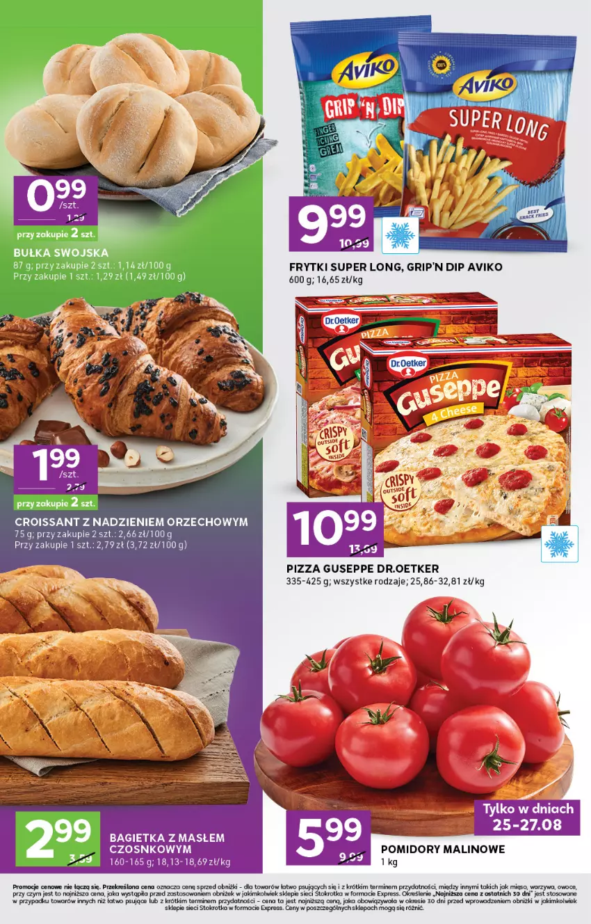 Gazetka promocyjna Stokrotka - Stokrotka Express - ważna 21.08 do 27.08.2025 - strona 2 - produkty: Bagietka, Bułka, Croissant, Frytki, Mięso, Owoce, Pizza, Warzywa