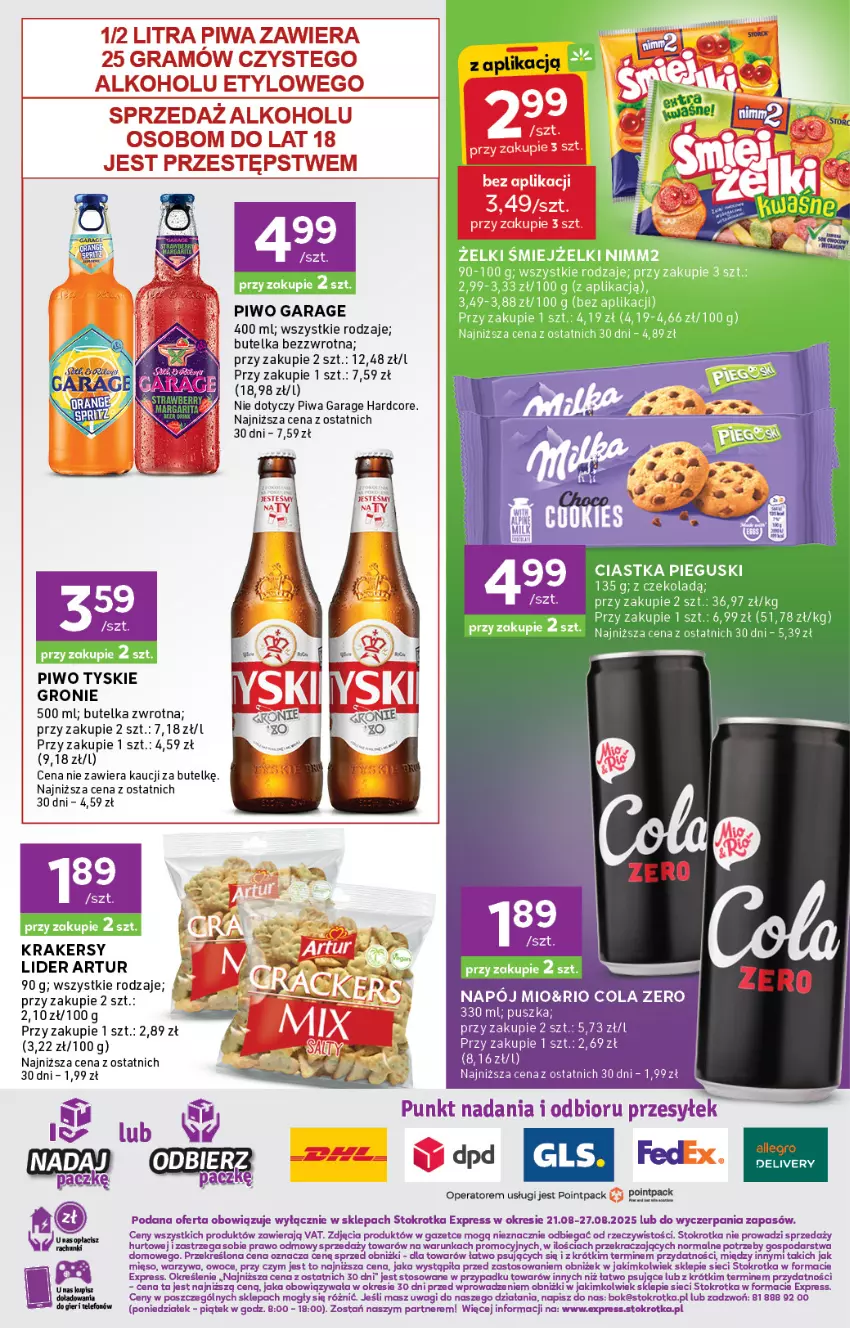 Gazetka promocyjna Stokrotka - Stokrotka Express - ważna 21.08 do 27.08.2025 - strona 5 - produkty: Artur, Ciastka, Krakersy, Mięso, Napój, Nimm2, O nas, Owoce, Piwa, Piwo, Tyskie, Wagi, Warzywa
