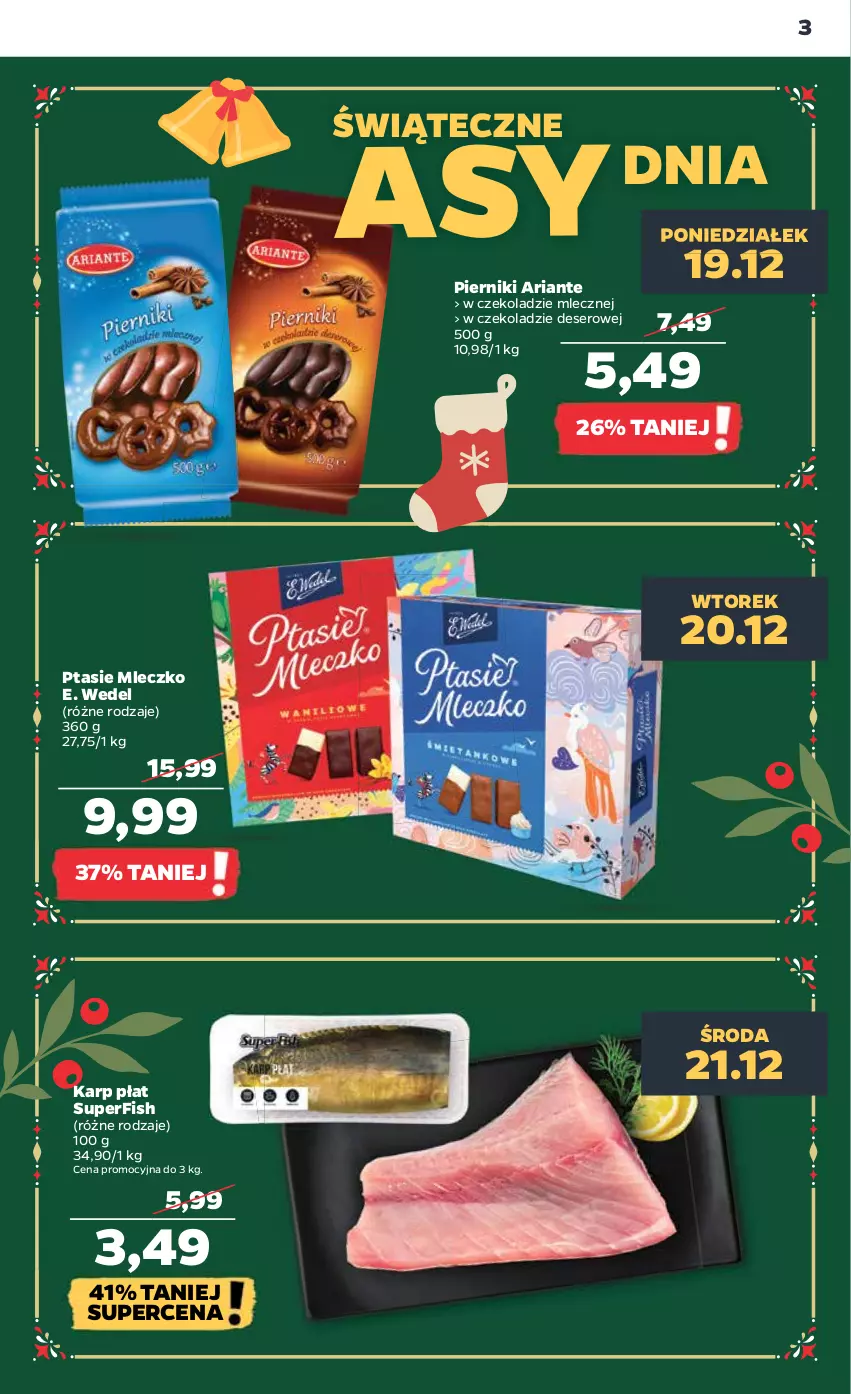 Gazetka promocyjna Netto - Artykuły spożywcze - ważna 19.12 do 24.12.2022 - strona 3 - produkty: Deser, E. Wedel, Karp, Mleczko, Piernik, Ptasie mleczko, Ser