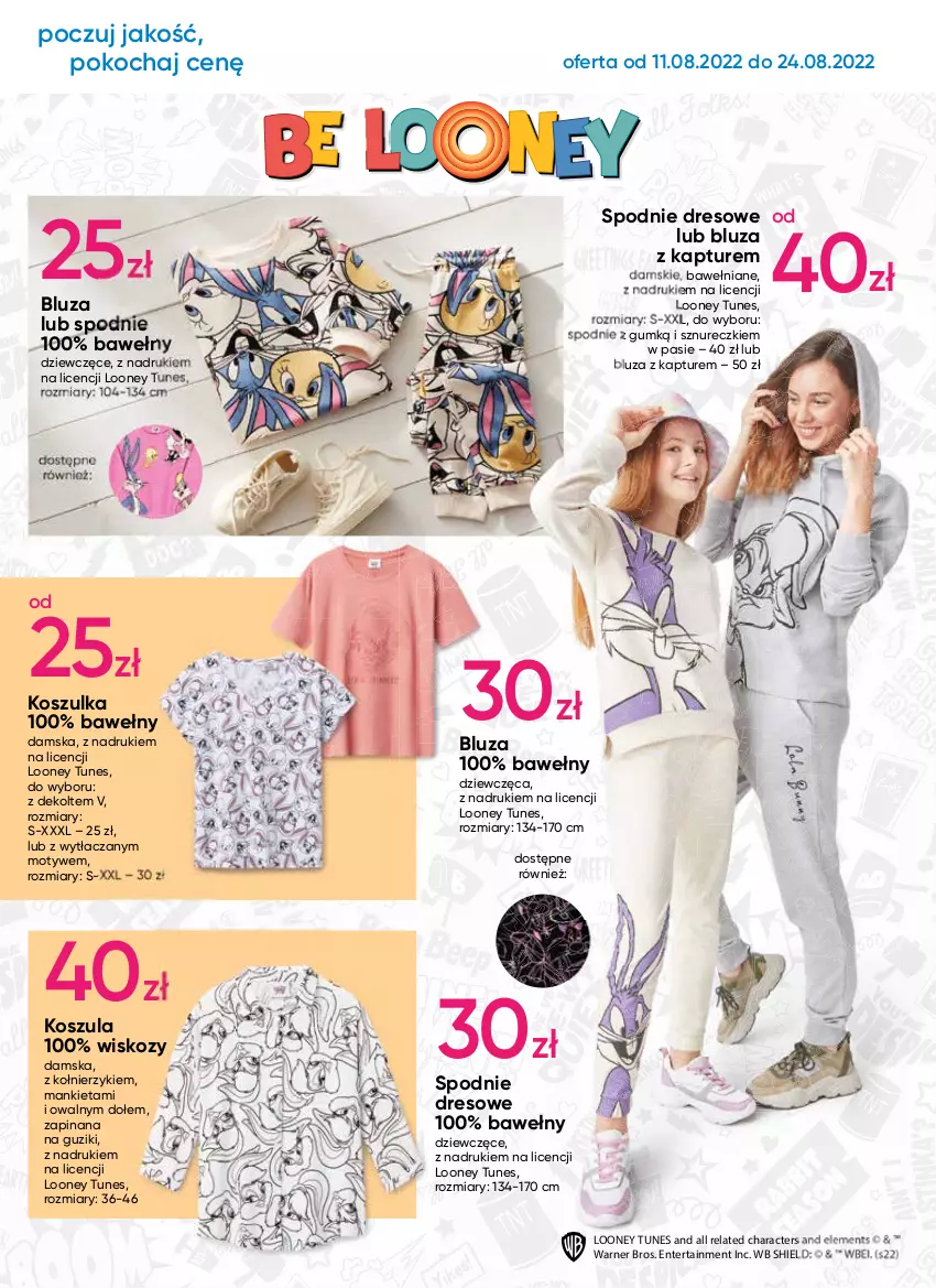 Gazetka promocyjna Pepco - Looney Tunes - ważna 11.08 do 24.08.2022 - strona 2 - produkty: Bluza, Bluza z kapturem, Dres, Koc, Kosz, Koszula, Koszulka, Spodnie, Spodnie dresowe