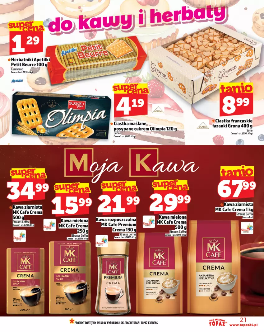 Gazetka promocyjna Topaz - Gazetka - ważna 24.07 do 30.07.2025 - strona 21 - produkty: Ciastka, Herbatniki, Kawa, Kawa mielona, Kawa ziarnista, Top