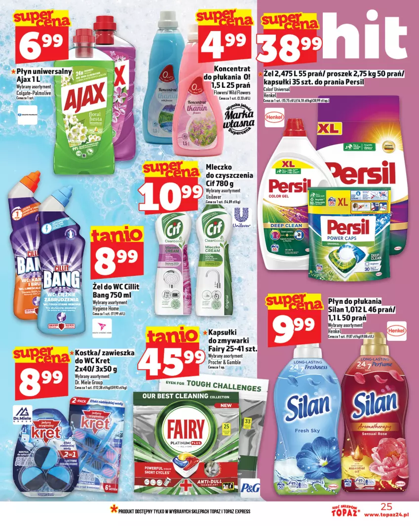 Gazetka promocyjna Topaz - Gazetka - ważna 24.07 do 30.07.2025 - strona 25 - produkty: Cif, Fa, Fairy, Mleczko, Persil, Płyn do płukania, Silan, Top, Zmywarki