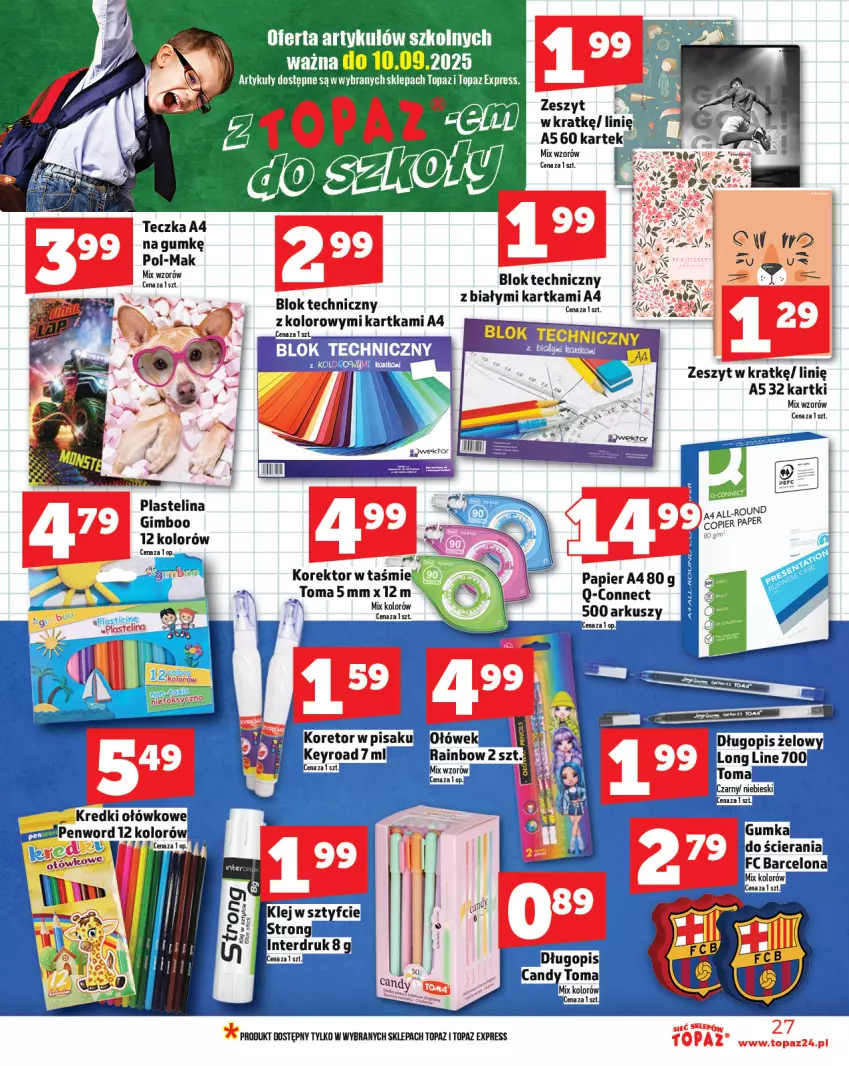 Gazetka promocyjna Topaz - Gazetka - ważna 24.07 do 30.07.2025 - strona 27 - produkty: Candy, Długopis, Papier, Plastelina, Top