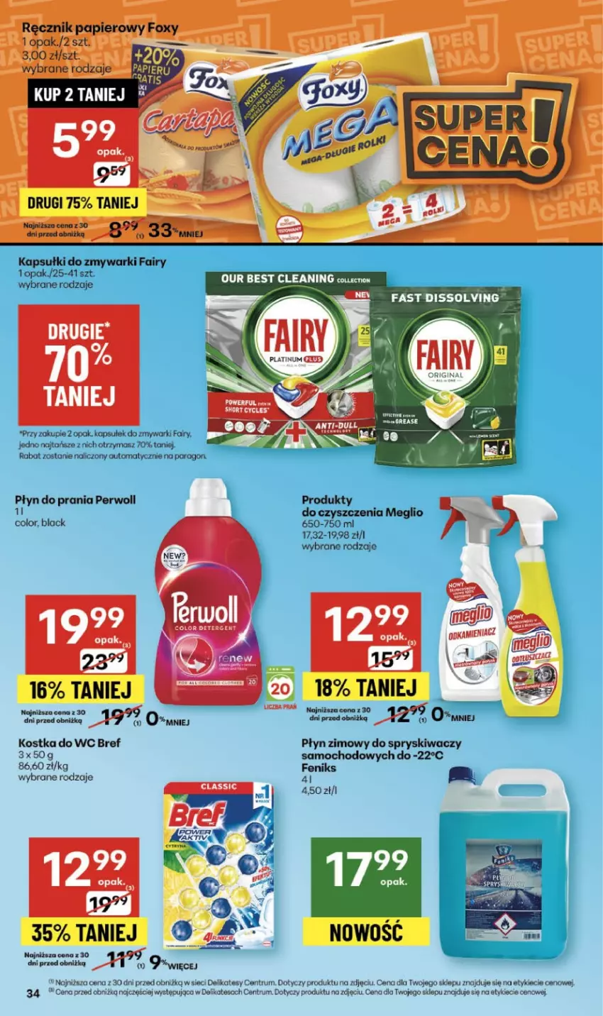Gazetka promocyjna Delikatesy Centrum - Franczyza DC44 Czwartek - ważna 30.10 do 05.11.2025 - strona 34 - produkty: Bref, Fa, Fairy, HP, Kostka do wc, Lack, Perwoll, Płyn do prania, Płyn zimowy, Rum, Zmywarki