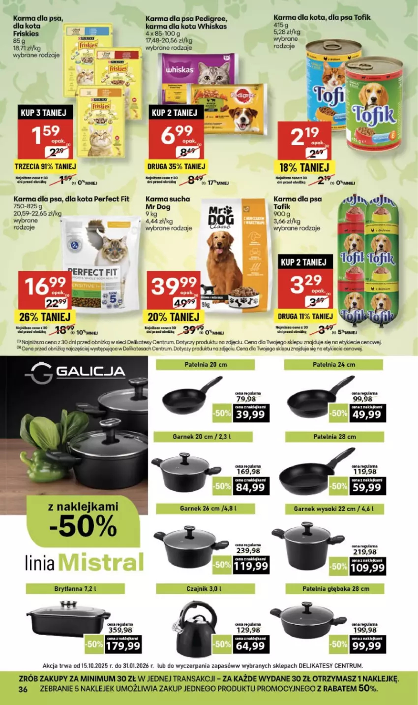 Gazetka promocyjna Delikatesy Centrum - Franczyza DC44 Czwartek - ważna 30.10 do 05.11.2025 - strona 36 - produkty: Czajnik, Fa, Friskies, Garnek, Klej, Patelnia, Pedigree, Rum, Sok, Sucha karma, Tran, Whiskas